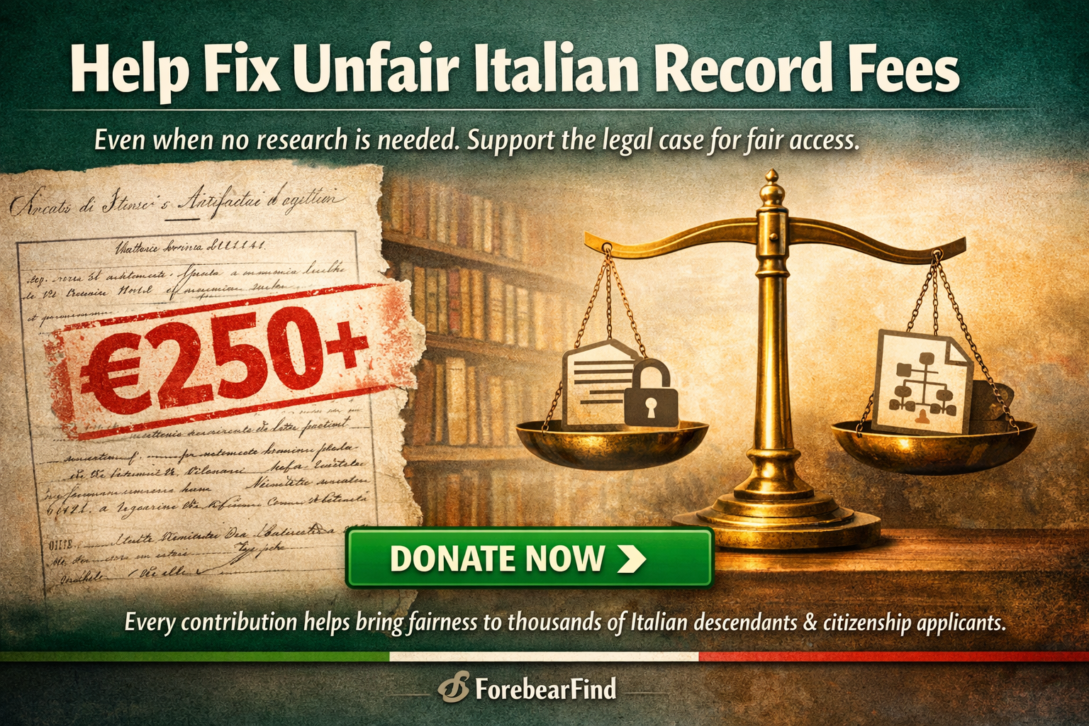 Help Fix Unfair Italian Record Fees — €250+ per birth record