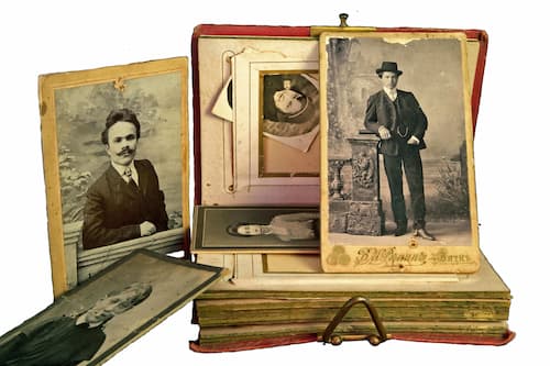Historic sepia-toned photograph of Italian immigrant family representing genealogy research